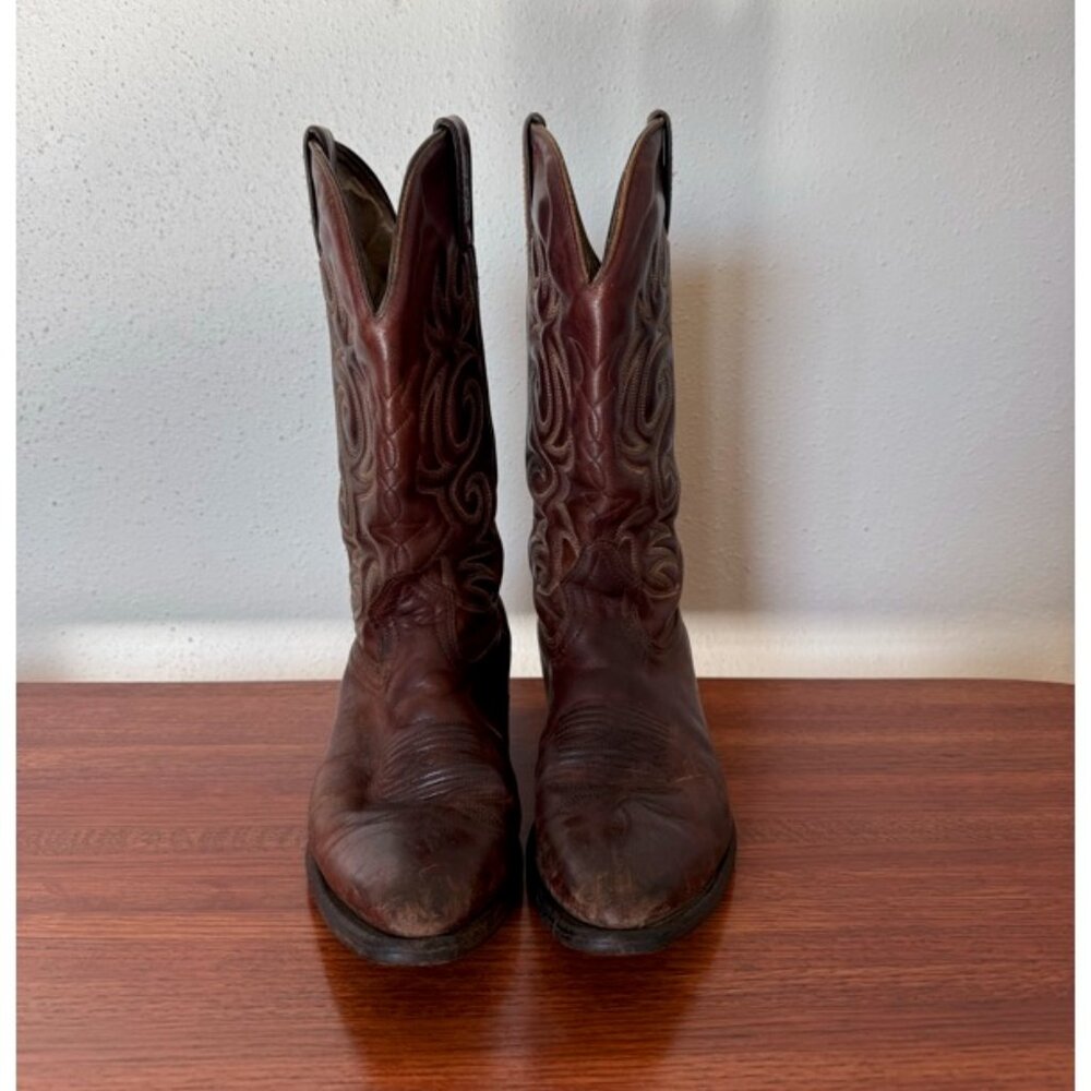 Boulet Brown Leather Cowboy Boots